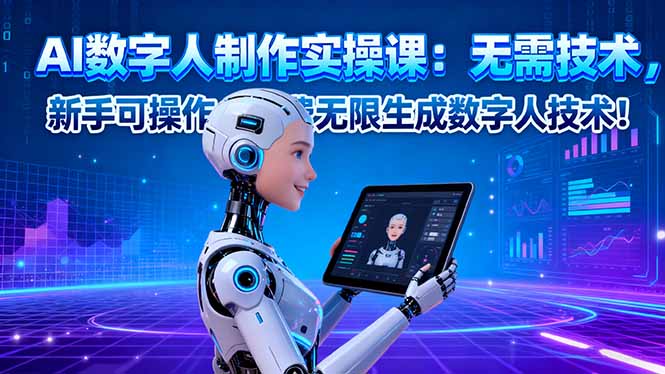AI数字人制作实操课：无需技术，新手可操作，免费无限生成数字人技术！-DE云网创