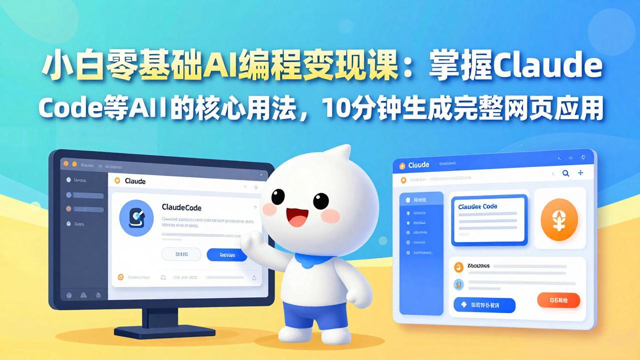 小白零基础AI编程变现课：掌握Claude Code等AI工具的核心用法，10分钟生成完整网页应用-DE云网创