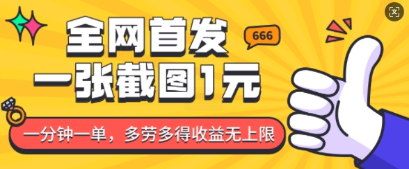 全网首发，一张截图1块钱，一分钟一单，多劳多得，收益无上限-DE云网创