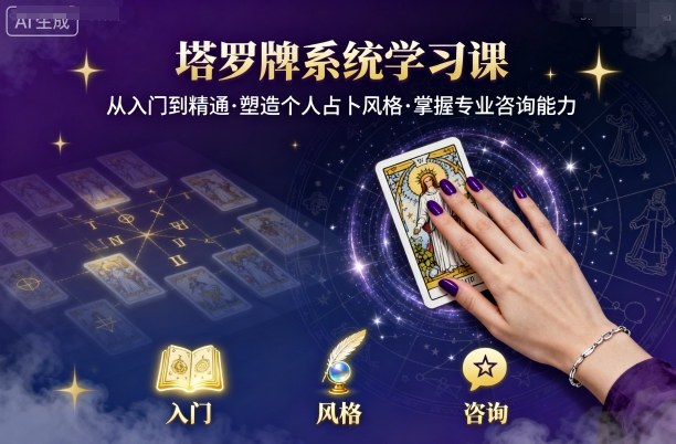 塔罗牌系统学习课，助你从入门到精通，塑造个人占卜风格，掌握专业咨询能力-DE云网创