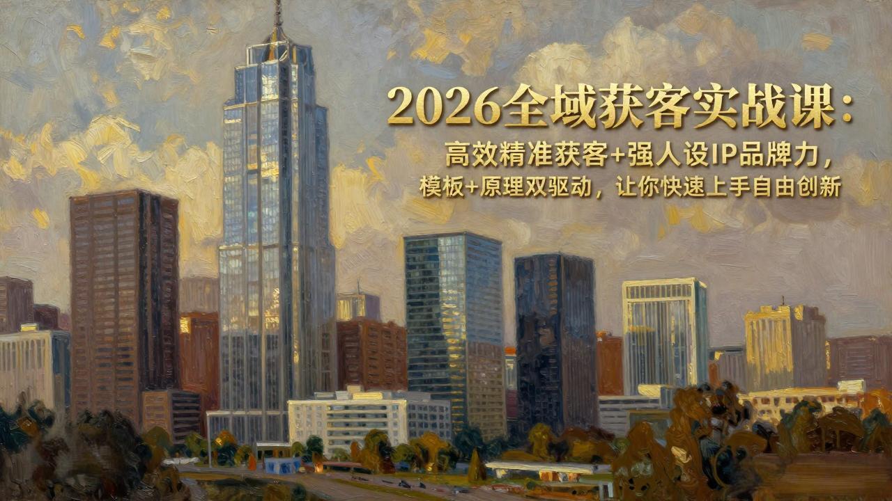 2026全域获客实战课：高效精准获客+强人设IP品牌力，模板+原理双驱动，让你快速上手自由创新-DE云网创