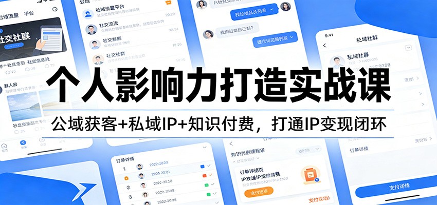 个人影响力打造实战课:公域获客+私域IP+知识付费,打通IP变现闭环-DE云网创
