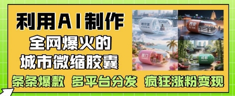 利用AI制作全网爆火的城市微缩胶囊，条条爆款， 多平台分发，疯狂涨粉变现-DE云网创