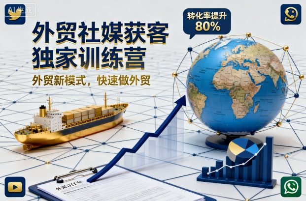 外贸社媒获客独家训练营，外贸新模式，快速做外贸-DE云网创