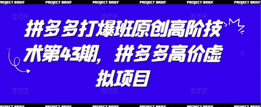 拼多多打爆班原创高阶技术第43期，拼多多高价虚拟项目-DE云网创