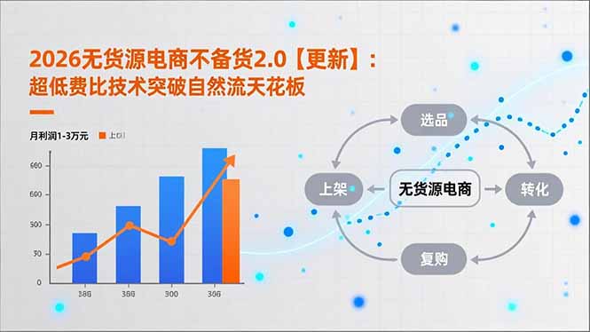 2026无货源电商不备货2.0【更新-3月】：超低费比技术突破自然流天花板，单店月利润1-3万元-DE云网创