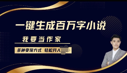 我要当作家，一键生成百万字小说，多种变现方式，轻松月入过W+-DE云网创