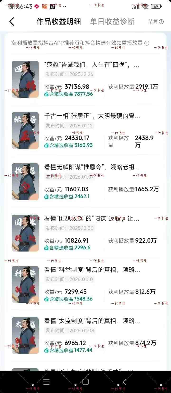 抖音300w粉丝博主的政史类科普视频教学，有大流量扶持，拿伙伴伙伴+精选独家双份收益-DE云网创