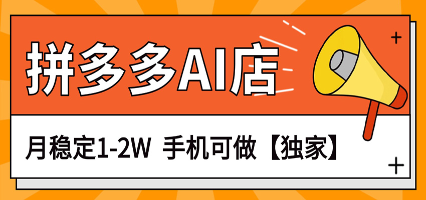 独家项目，拼多多虚拟AI店，月稳定1-2W，手机可做-DE云网创