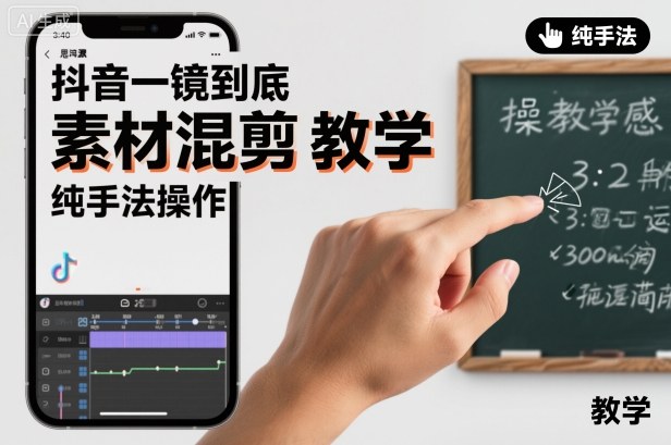 抖音一镜到底素材混剪教学,纯手法操作-DE云网创