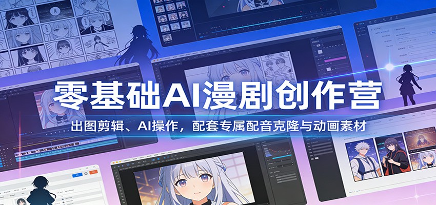 零基础AI漫剧创作营：出图剪辑、AI操作，配套专属配音克隆与动画素材-DE云网创