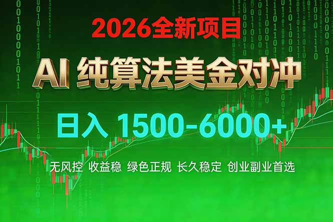 2026 全新美金对冲项目，不套平台赠金，不封号，纯算法对冲，日入 1500-6000+-DE云网创