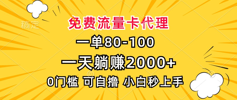 （13551期）一单80，免费流量卡代理，一天躺赚2000+，0门槛，小白也能轻松上手-DE云网创
