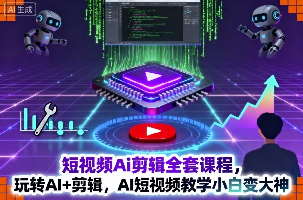 短视频Ai剪辑全套课程，玩转AI+剪辑，AI短视频教学小白变大神-DE云网创