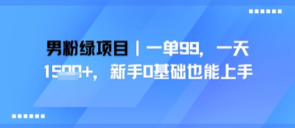 男粉绿项目，一单99，新手0基础也能上手，刚需稳定-DE云网创