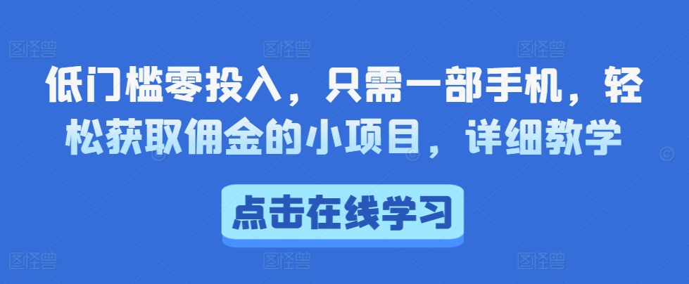 低门槛零投入，只需一部手机，轻松获取佣金的小项目，详细教学-DE云网创
