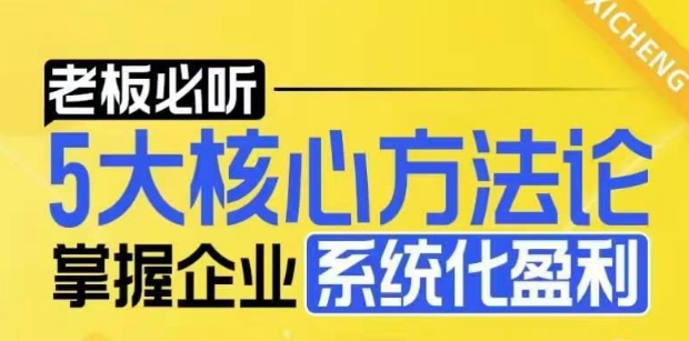 【老板必听】5大核心方法论，掌握企业系统化盈利密码-DE云网创