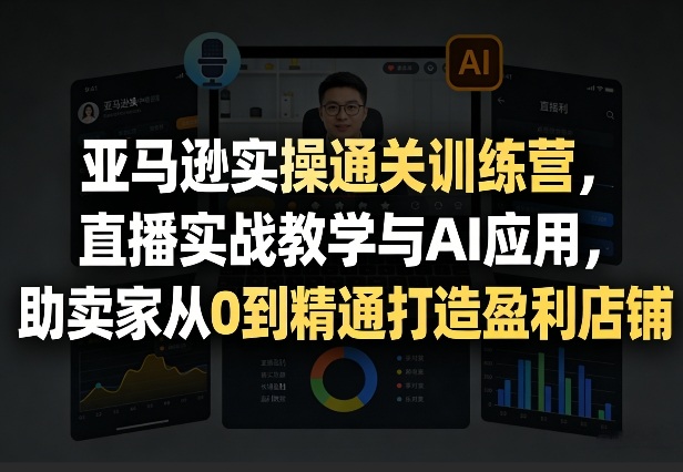亚马逊实操通关训练营，直播实战教学与AI应用，助卖家从0到精通打造盈利店铺(更新3月23日)-DE云网创