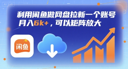 利用闲鱼做网盘拉新一个账号，月入6k+，可以矩阵放大-DE云网创