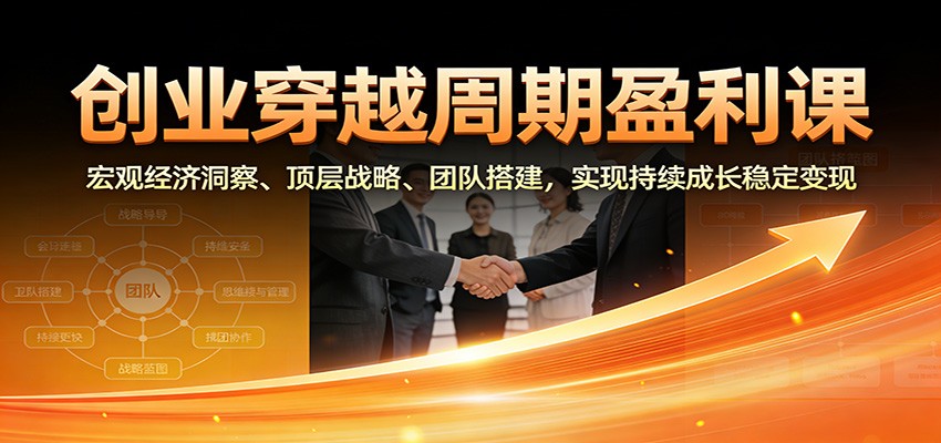 创业穿越周期盈利课：宏观经济洞察、顶层战略、团队搭建，实现持续成长稳定变现-DE云网创