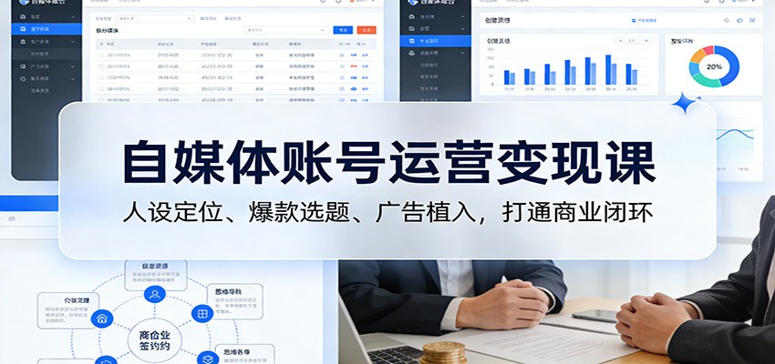 自媒体账号运营变现课：人设定位、爆款选题、广告植入，打通商业闭环-DE云网创