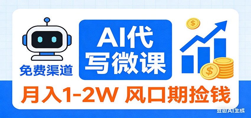 2026告别打工！AI 代写微课，提供免费渠道，月入 1-2W 风口期捡钱-DE云网创