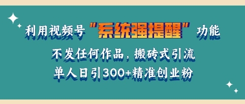 利用微信视频号系统提醒功能，引流精准创业粉，无需发布任何作品，单人单日引流300+创业粉-DE云网创