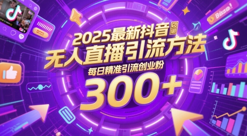 2025最新抖音无人直播引流方法，每日精准引流创业粉300+-DE云网创