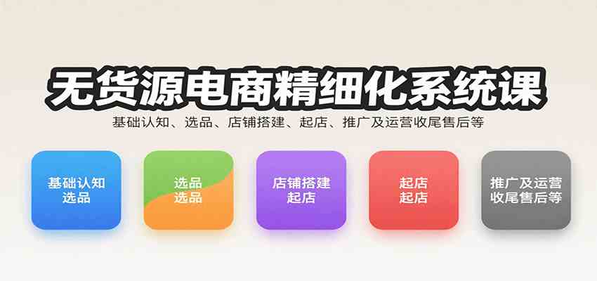 无货源电商精细化系统课：基础认知、选品、店铺搭建、起店、推广及运营收尾售后等-DE云网创