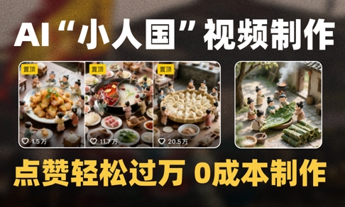 爆款1000W+播放微缩景观迷你小人国AI视频0成本制作全流程教学-DE云网创