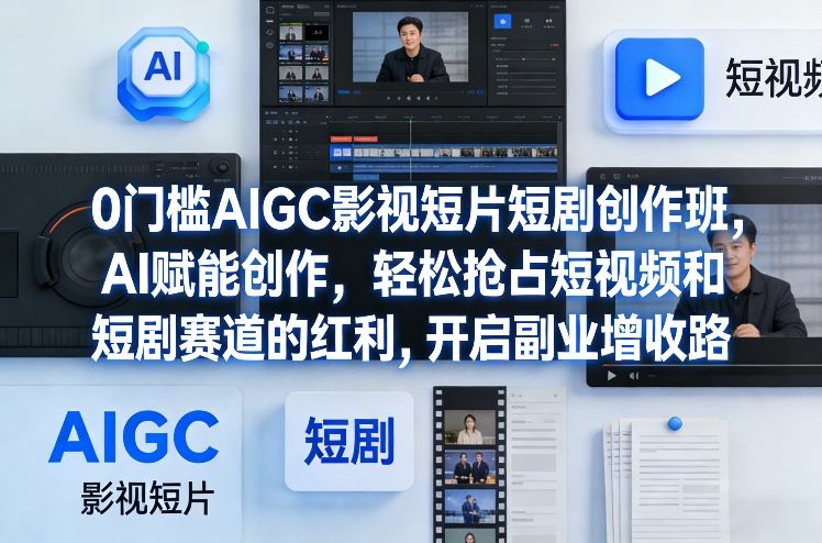 0门槛AIGC影视短片短剧创作班，AI赋能创作，轻松抢占短视频和短剧赛道的红利，开启副业增收路-DE云网创