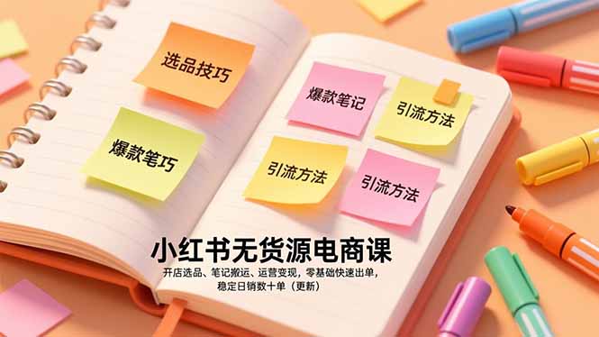 小红书无货源电商课,开店选品、笔记搬运、运营变现,零基础快速出单,稳定日销数十单(更新插图 小红书无货源电商课,开店选品、笔记搬运、运营变现,零基础快速出单,稳定日销数十单(更新插图