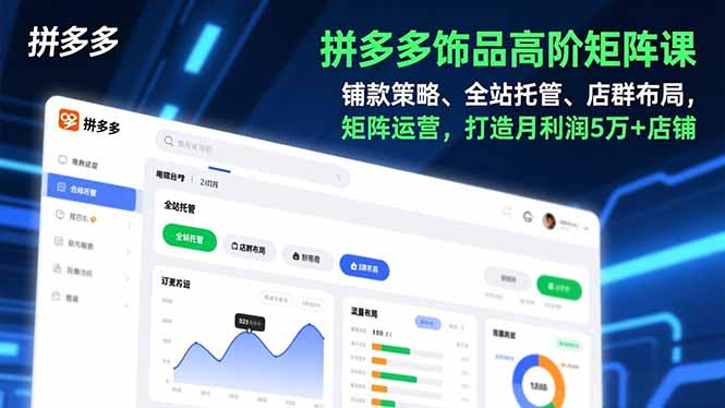 拼多多饰品高阶矩阵课，铺款策略、全站托管、店群布局，矩阵运营，打造月利润5万+店铺-DE云网创