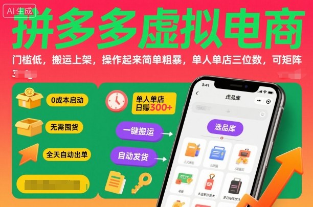 拼多多虚拟电商,门槛低,搬运上架,操作起来简单粗暴,单人单店三位数,可矩阵插图 拼多多虚拟电商,门槛低,搬运上架,操作起来简单粗暴,单人单店三位数,可矩阵