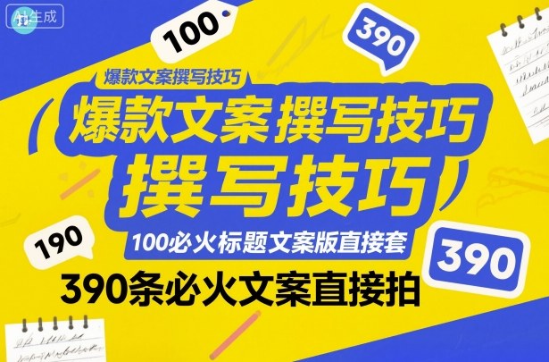 爆款文案撰写技巧，100个必火标题文案模版直接套，390条必火文案直接拍-DE云网创