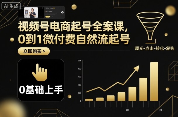视频号电商起号全案课,0到1微付费自然流起号-DE云网创
