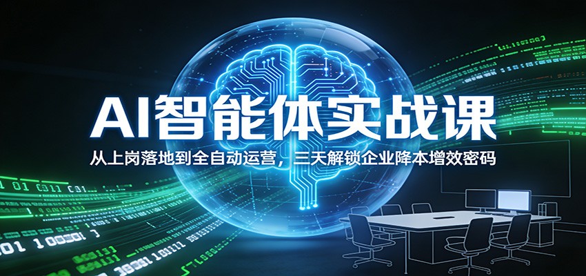 AI智能体实战课：从上岗落地到全自动运营，三天解锁企业降本增效密码-DE云网创
