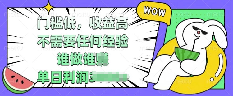 门槛低，收益高，不需要任何经验，谁做谁挣，单日利润多张-DE云网创