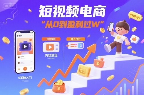 短视频电商：短视频变现从0到盈利过W-DE云网创