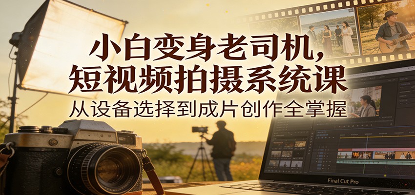 小白变身老司机，短视频拍摄系统课，从设备选择到成片创作全掌握-DE云网创