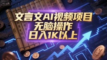 文言文AI视频项目，无脑操作，日入1K以上-DE云网创