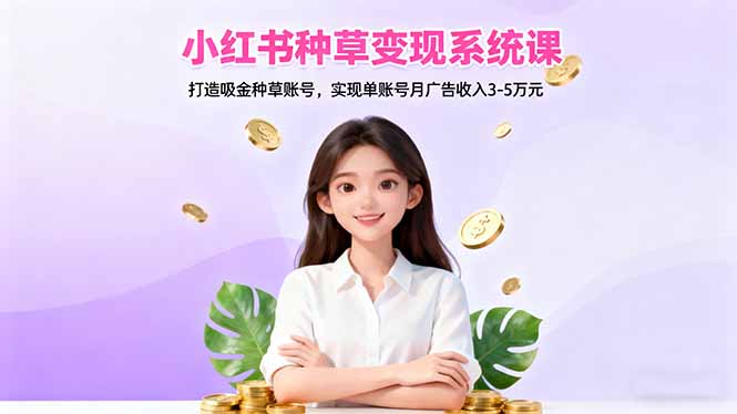 小红书种草变现系统课：打造吸金种草账号，实现单账号月广告收入3-5万元-DE云网创