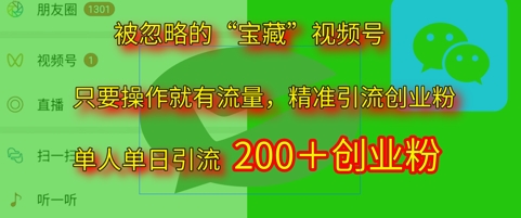 被忽略的“宝藏”视频号引流精准创业粉单人单日引流200+精准粉-DE云网创