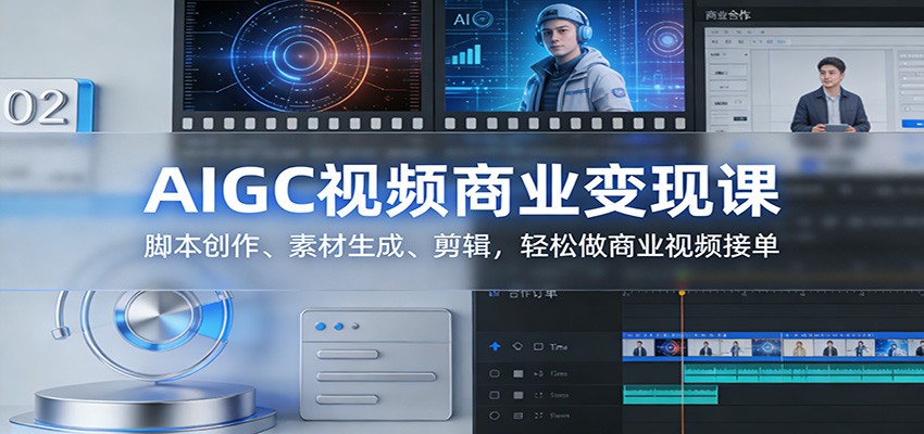 AIGC视频商业变现课：脚本创作、素材生成、剪辑，轻松做商业视频接单-DE云网创