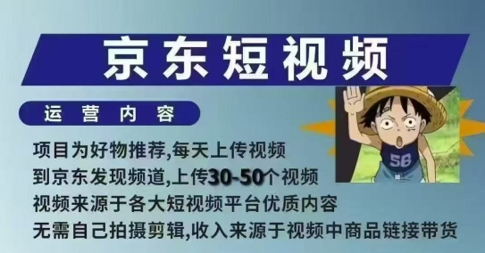 京东短视频带货课，无需自己拍摄剪辑，保姆式教学，两天快速上手-DE云网创