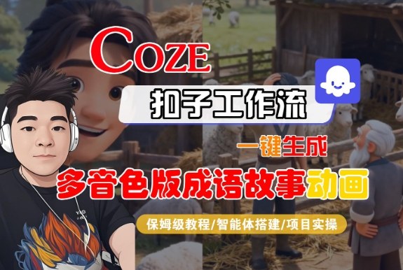 Coze扣子智能体工作流一键生成“多音色版成语故事“动画，全流程保姆级教学-DE云网创