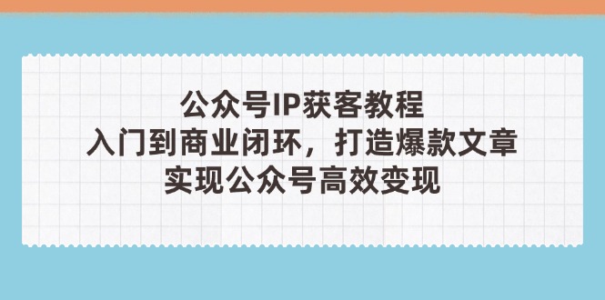 （14486期）公众号IP获客教程(第3期)，从入门到商业闭环，打造爆款文章，实现公众...-DE云网创