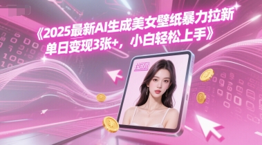 2025最新AI生成美女壁纸暴力拉新, 单日变现3张+，小白轻松上手-DE云网创