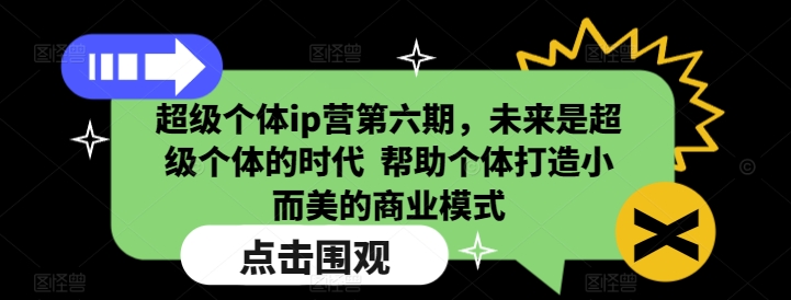 超级个体ip营第六期，未来是超级个体的时代  帮助个体打造小而美的商业模式-DE云网创