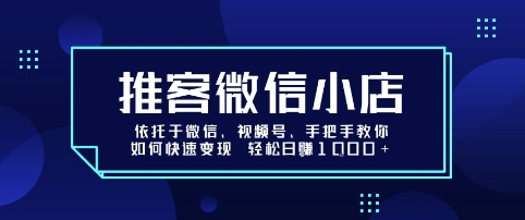推客微信小店依托于微信、视频号，手把手教你如何快速变现 轻松日入1k+【揭秘】-DE云网创